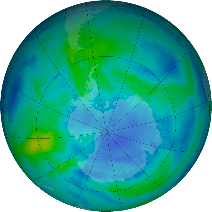 Antarctic ozone map for 19 April 2002